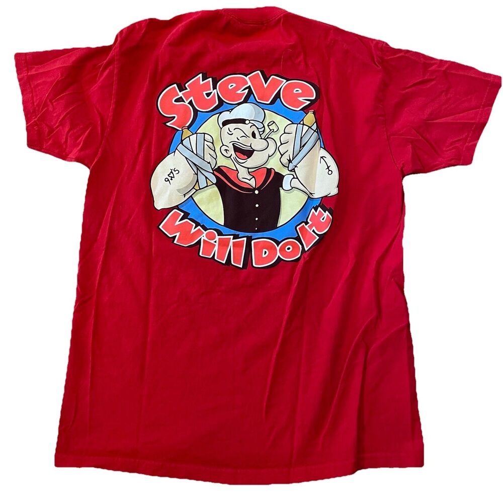 Full Send Nelk Boys “Steve will do it” Popeye T-shirt Size Large Red
